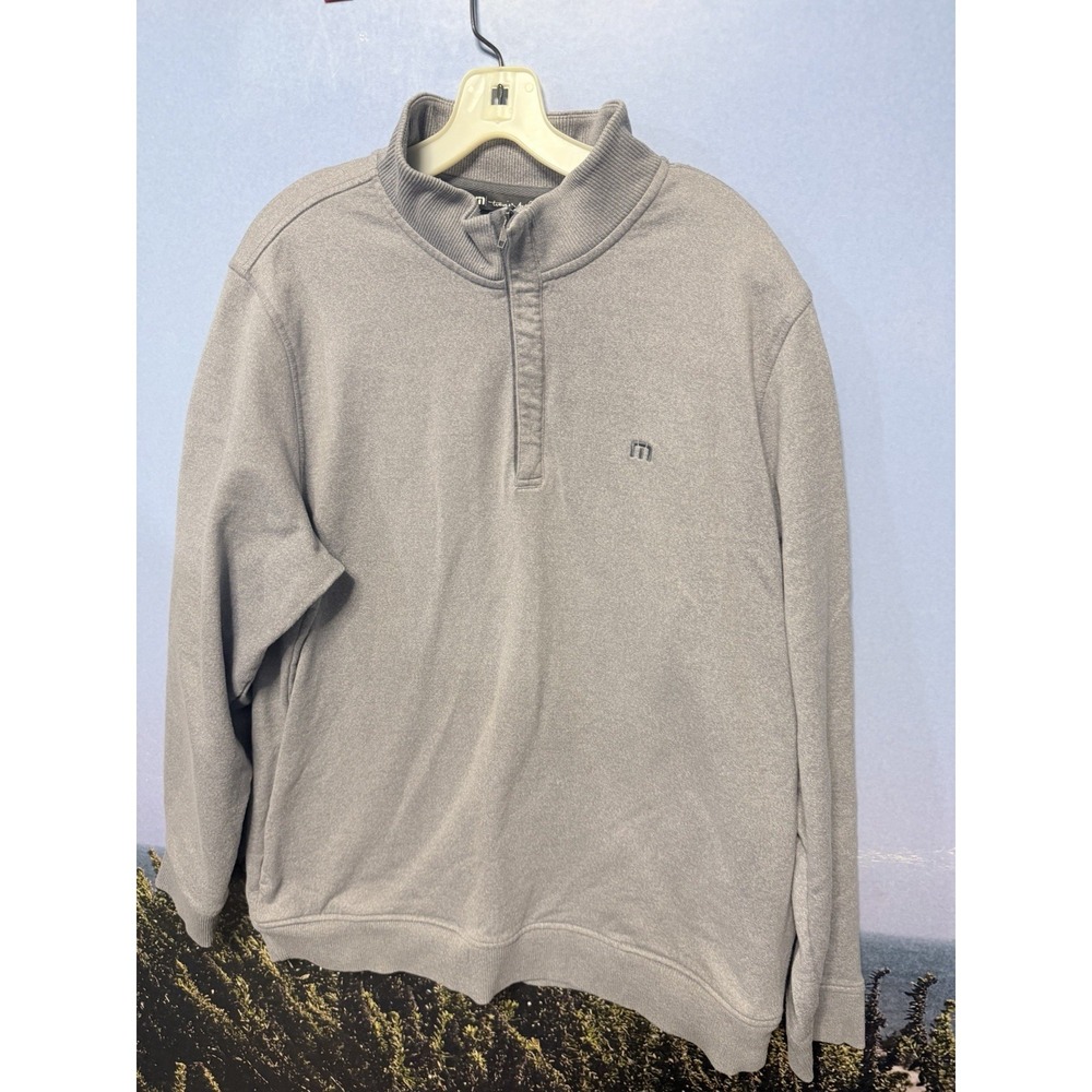 Travis Mathew Sweater Mens Quarter Zip Golf Preformance XL Gray‎